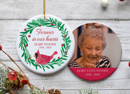 holiday personalized memorial photo christmas ornament – Christmas ornament, holiday tree decoration or gift