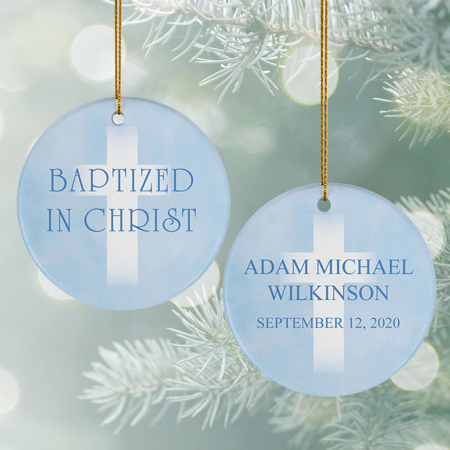 holiday personalized baptism christmas ornament – Christmas ornament, holiday tree decoration or gift