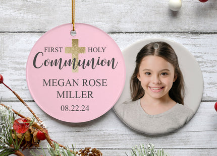 decorative personalized first communion photo christmas ornament – Christmas ornament, holiday tree decoration or gift