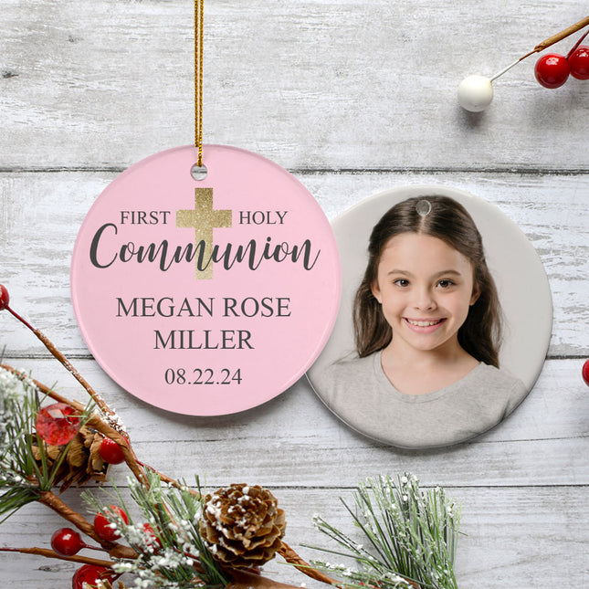 decorative personalized first communion photo christmas ornament – Christmas ornament, holiday tree decoration or gift