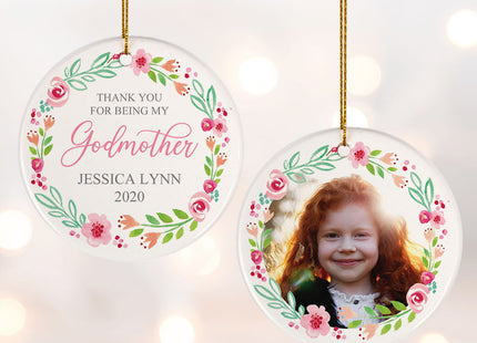 custom personalized godmother photo christmas ornament – Christmas ornament, holiday tree decoration or gift