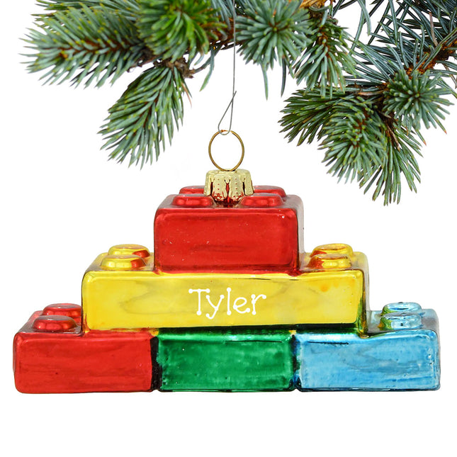 holiday personalized building blocks christmas ornament – Christmas ornament, holiday tree decoration or gift