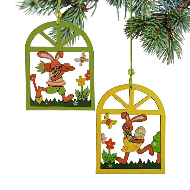 holiday easter rabbit windows - set of 2 christmas ornament – Christmas ornament, holiday tree decoration or gift
