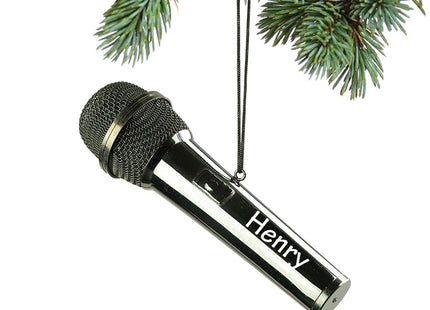 holiday personalized black microphone christmas ornament – Christmas ornament, holiday tree decoration or gift