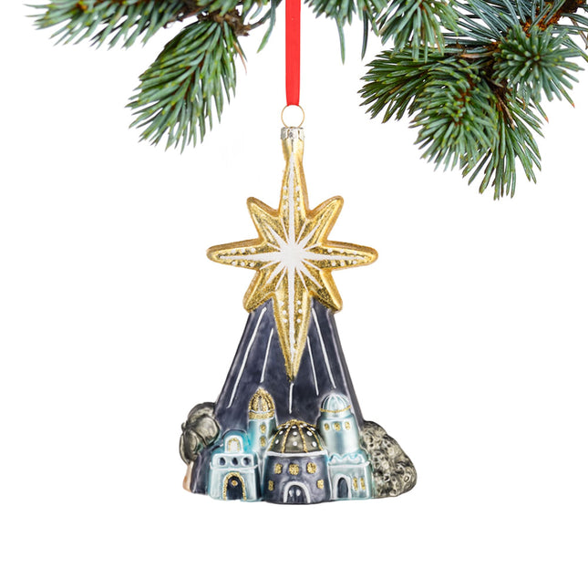 personalized blown glass star over bethlehem christmas ornament – Christmas ornament, holiday tree decoration or gift