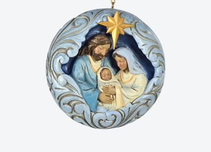 Blue + Gold Holy Family Christmas Ornament