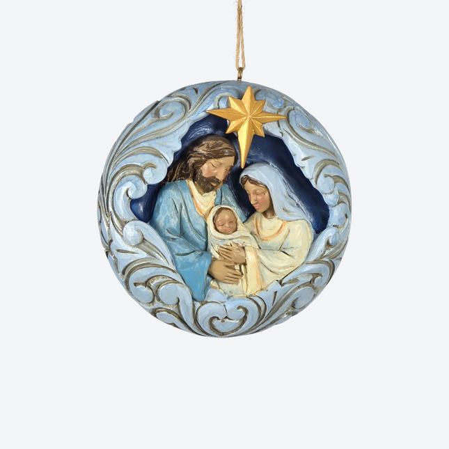 Blue + Gold Holy Family Christmas Ornament
