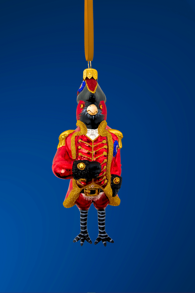 Cardinal Founding Feather Glass Ornament