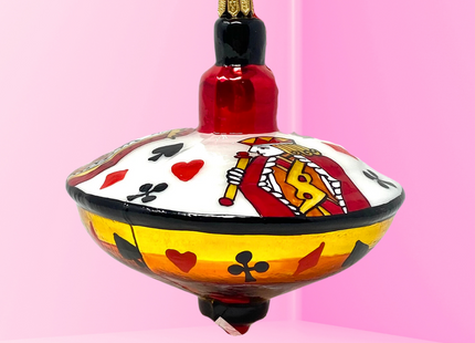 Playing Cards Spinning Top Glass Ornament