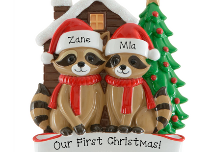 Personalized Raccoon Family Christmas Ornament (2-8 Names)