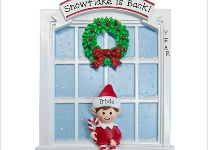 Personalized Christmas Elves on Window Ornament (1-5 Names)