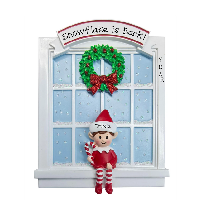 Personalized Christmas Elves on Window Ornament (1-5 Names)