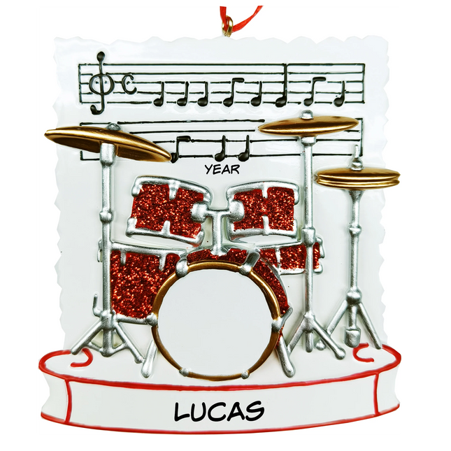 Personalized Drum Set Christmas Ornament