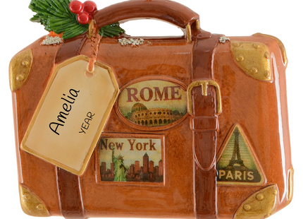 Personalized Travel Suitcase Christmas Ornament