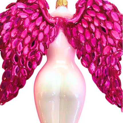 Celestina Winged Angel Sculpture Glass Ornament