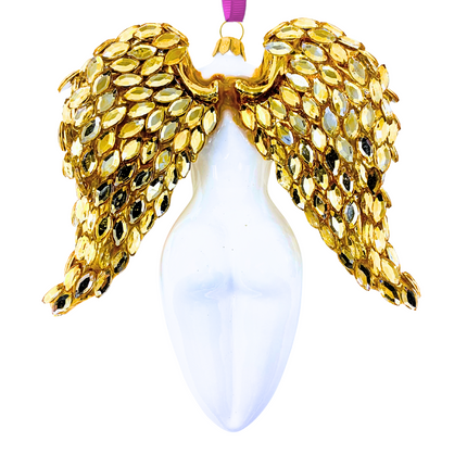 Golden Luxe Winged Angel Sculpture Glass Ornament