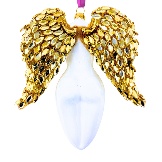Golden Luxe Winged Angel Sculpture Glass Ornament