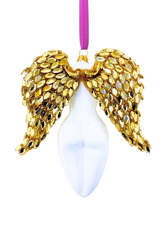 Golden Luxe Winged Angel Sculpture Glass Ornament