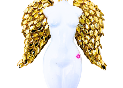 Golden Luxe Winged Angel Sculpture Glass Ornament