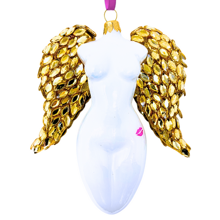 Golden Luxe Winged Angel Sculpture Glass Ornament