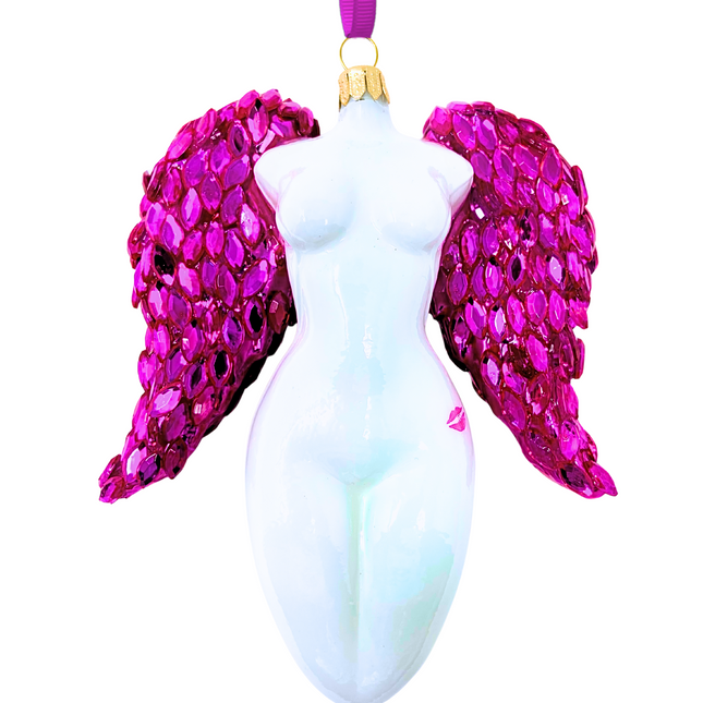 Celestina Winged Angel Sculpture Glass Ornament