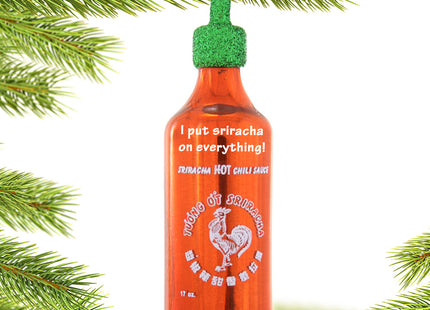 engraved personalized sriracha chili sauce bottle ornament – Christmas ornament, holiday tree decoration or gift