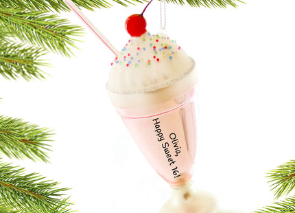 engraved personalized milkshake ornament – Christmas ornament, holiday tree decoration or gift