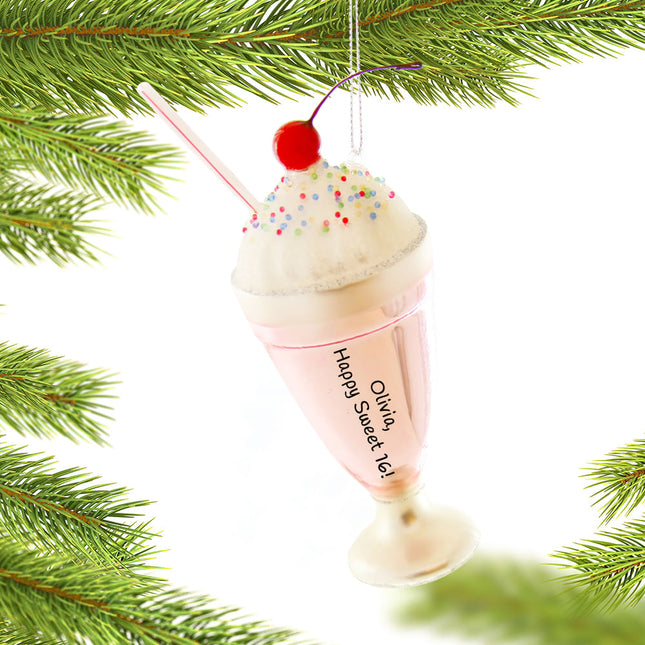 engraved personalized milkshake ornament – Christmas ornament, holiday tree decoration or gift