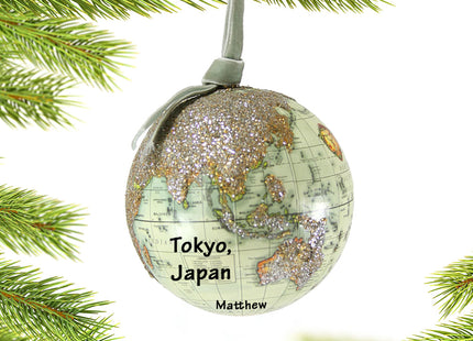 personalized personalized globe ornament – Christmas ornament, holiday tree decoration or gift