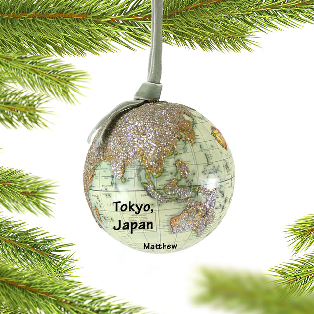 personalized personalized globe ornament – Christmas ornament, holiday tree decoration or gift