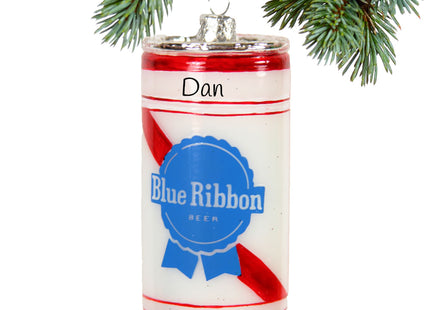 decorative personalized blue ribbon beer can christmas ornament – Christmas ornament, holiday tree decoration or gift