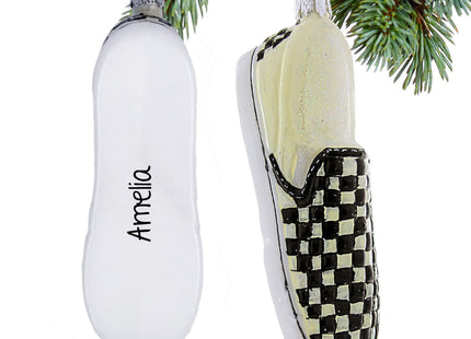 decorative personalized checkered shoe christmas ornament – Christmas ornament, holiday tree decoration or gift