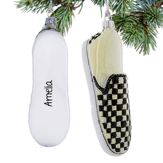 decorative personalized checkered shoe christmas ornament – Christmas ornament, holiday tree decoration or gift
