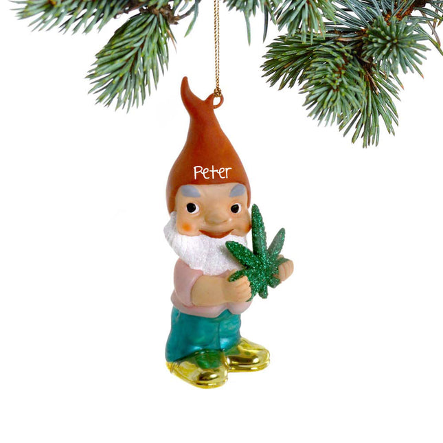 holiday personalized gnome with cannabis christmas ornament – Christmas ornament, holiday tree decoration or gift