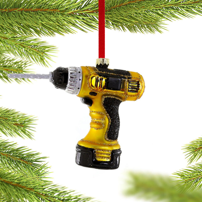 holiday cordless drill yellow christmas ornament – Christmas ornament, holiday tree decoration or gift