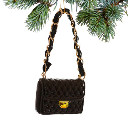 keepsake black quilted purse christmas ornament – Christmas ornament, holiday tree decoration or gift