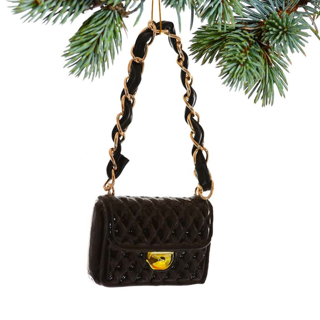 keepsake black quilted purse christmas ornament – Christmas ornament, holiday tree decoration or gift