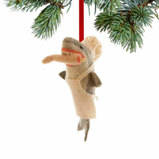 holiday felt bon appetit shark christmas ornament – Christmas ornament, holiday tree decoration or gift