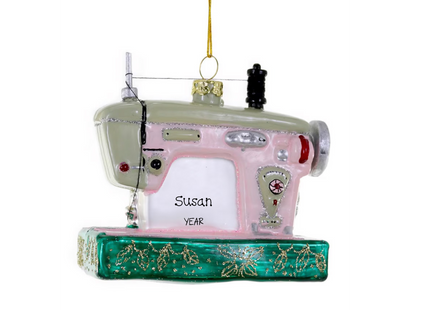 Personalized sewing machine Christmas ornament with custom name and year for seamstress, quilter, crafter or sewing enthusiast