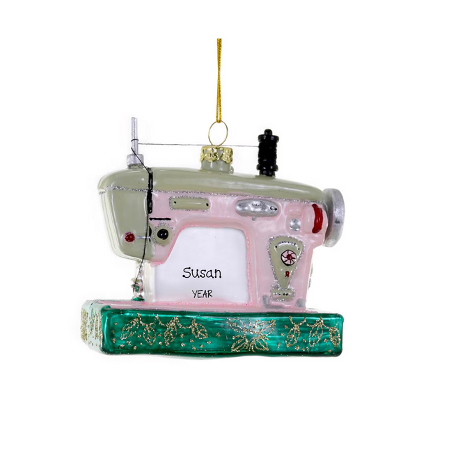 Personalized sewing machine Christmas ornament with custom name and year for seamstress, quilter, crafter or sewing enthusiast