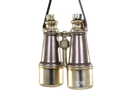 Personalized binoculars Christmas ornament with custom year for bird watchers, hunters, travelers and nature lovers