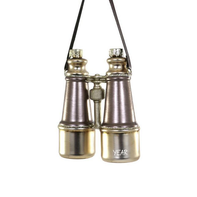 Personalized binoculars Christmas ornament with custom year for bird watchers, hunters, travelers and nature lovers