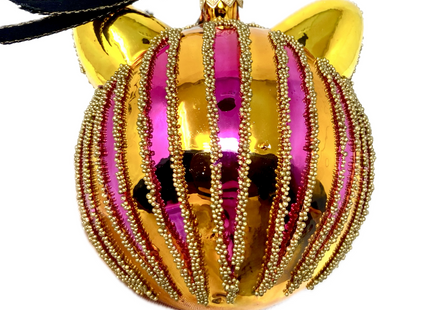 Citrine Cheshire Cat Glass Ornament