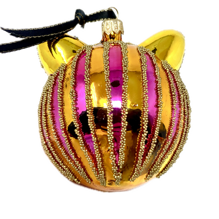 Citrine Cheshire Cat Glass Ornament