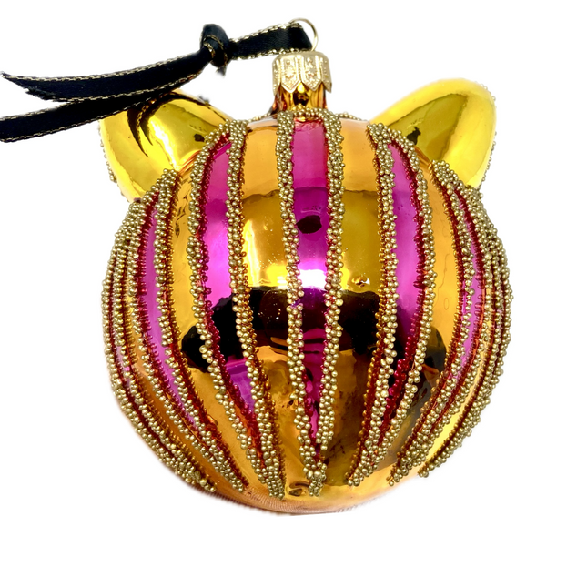 Citrine Cheshire Cat Glass Ornament