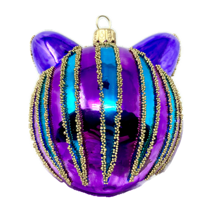 Amethyst Cheshire Cat Glass Ornament