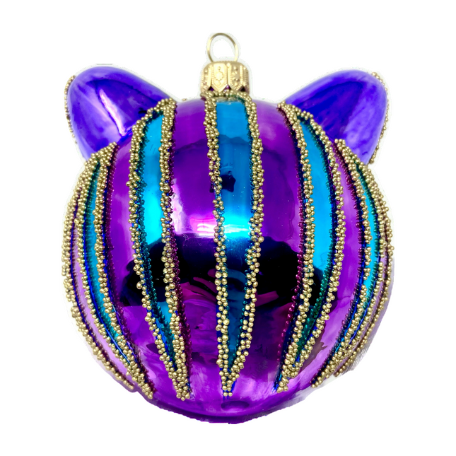 Amethyst Cheshire Cat Glass Ornament