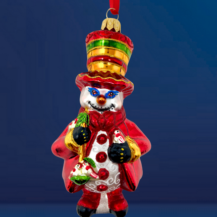 Cinnamon Spice Snowman Glass Ornament