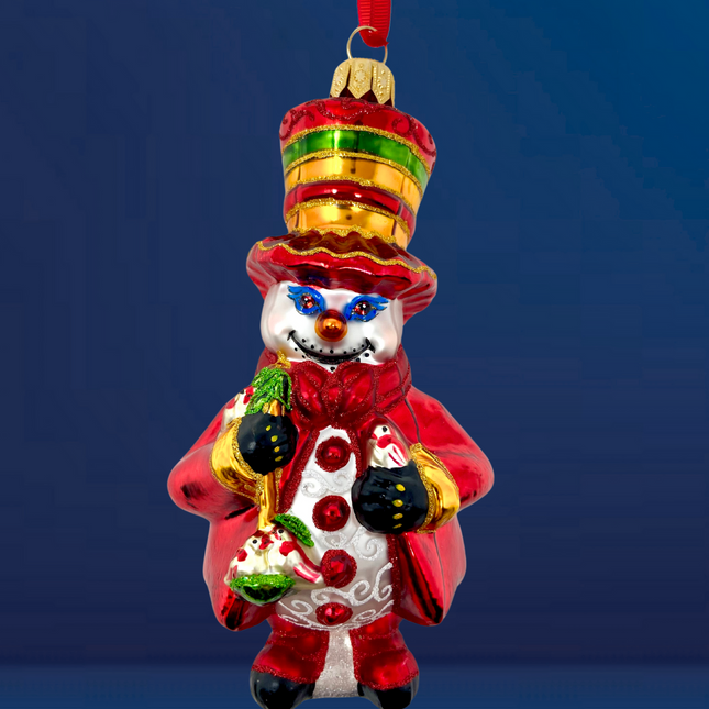 Cinnamon Spice Snowman Glass Ornament