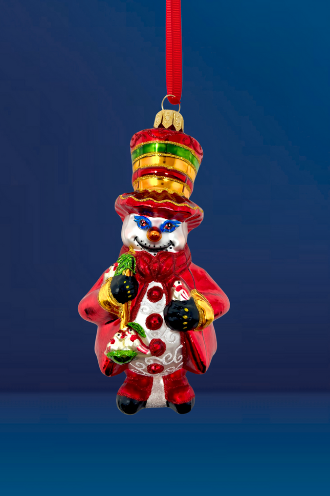 Cinnamon Spice Snowman Glass Ornament